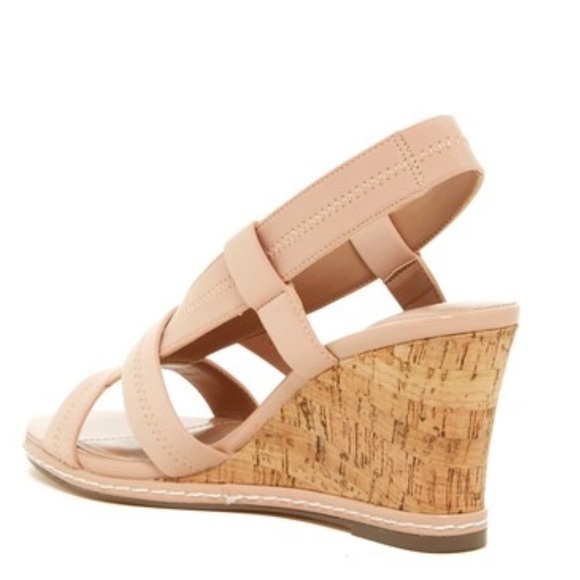 Cream Slingback Cork Platform Wedge Sandal - Picture 4 of 5